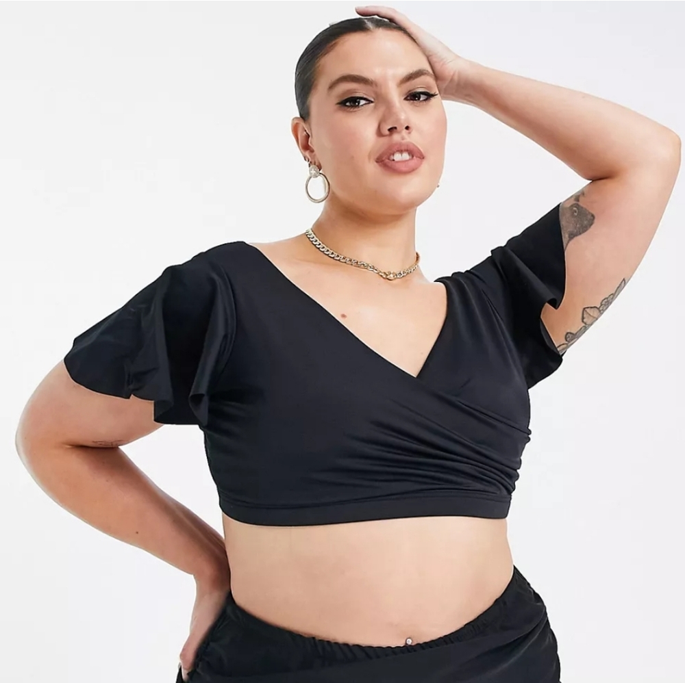Asos Curve Flutter Sleeve Bikini Top
